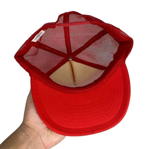 Vintage RAYOVAC Hat Red Snap Back Trucker Cap Batteries Nissin 1990s Black Mesh - Picture 5 of 6
